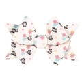 Detalle de lazo para el pelo con lentejuelas blancas, panda y estrellas de colores - Blanco Perla (Panda Estrella)