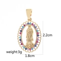 Virgin Mary gold pendant with colorful zircon stones and detailed 2.2cm dimensions - Colorful Zirconia Virgin Mary Standing Statue D2014JC