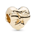 Gold heart charm bead with bow detail for DIY bracelets and jewelry making - 030-Bowknot Heart
