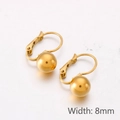 Orecchini in acciaio inossidabile placcato oro 18K con sfere lucide da 8mm - 8mm / Oro