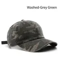 Adjustable gray-green camouflage baseball cap in washed cotton fabric for outdoor wear - Grey Green