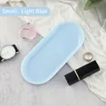 Small light blue oval metal jewelry tray for cosmetic storage on a minimalist desktop - PP / Small / Macaron Light Blue (18*8.5cm)