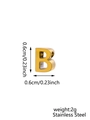 Macro shot of 0.6cm golden stainless steel letter B bead showing precise measurements - Letter-B / Gold