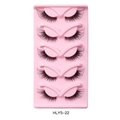 Five pairs of cat-eye false eyelashes HLY5-22 on a pink tray with transparent band - HLY5-22