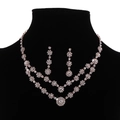 Elegante set collana doppia e orecchini a goccia in oro rosa con zirconi brillanti - Oro rosa