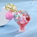 Acrylic hot air balloon keychain with colorful beads and pink sand liquid inside - Gradient Rope + Colorful Bead Milk Tea Cup / Hot Air Balloon [Pink]