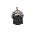 Ciondolo testa di Buddha vintage con finitura nera opaca e brillanti strass argentati - Testa di Buddha Nera Strass Argento