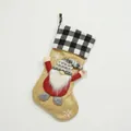 Christmas stocking variant with festive gnome design and black white checkered top cuff - Style D