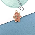 Detail of gingerbread man metal charm with red and green scarf for DIY jewelry making - Gingerbread Man