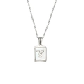 Minimalist silver titanium necklace featuring a white shell pendant with letter Y - Letter Y