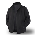 Classic black men's casual jacket with full zip and ribbed cuffs on white background - Black