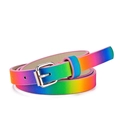 Rainbow glitter kids belt with silver metal buckle and heart pattern texture finish - 82cm / Rainbow