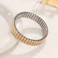 Pulsera elástica minimalista con eslabones bicolores en tono dorado y plateado pulido - Estilo de Superficie Arqueada de 12mm / Bicolor (Oro y Plata)