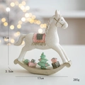 Resin rocking horse Santa figurine in ivory and pink with glitter and knit textures - White Rocking Horse Large