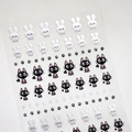 Autocollants 3D pour ongles motif chat noir et lapin blanc avec petits nœuds - M-974 Style Jelly Gaufré