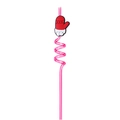 Pink spiral Christmas straw with a decorative red silicone glove for party supplies - Red Glove / Pink