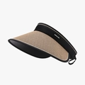 Visière de soleil anti-UV pour femme avec bandeau noir et large bord en paille kaki - Réglable / Kaki (23H029)
