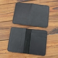 Minimalist black leather card holder with lychee texture and multiple card slots - 1052 Black Nappa Leather