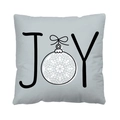 Christmas pillowcase with 'JOY' text and snowflake ornament on light gray fabric - Style 8-Light Gray JOY Snowball
