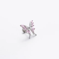 Titanium steel butterfly screw back earring with sparkling pink stones in silver finish - Silver Pink Zirconia Style (A02-2#)