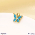 Pendente farfalla in smalto blu in acciaio inossidabile dorato per gioielli DIY - Ciondolo Farfalla Blu (KLJ10224-ZLA)