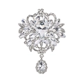 Elegant silver flower brooch with pear-shaped luxury crystals and rhinestones for weddings - XD824174-9-Silver Full Drill Vintage Flower