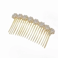 Goldener Braut-Haarkamm mit Strass-Blumenclustern auf einem sauberen weißen Hintergrund - Gold (C7309)