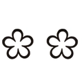 Minimalist hollow black flower stud earrings in stainless steel on white background - 424 Flower / Black