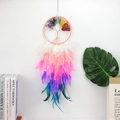 Detail of life tree dream catcher with colorful crystal stones and gradient feathers - Colorful Tree Root