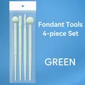 Green 4-piece fondant modeling tool set for cake decorating and clay sculpting - 4-piece Petal Stick Set (macaron Green)