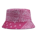 Dettaglio del motivo paisley sul cappello alla pescatora in cotone rosa acceso - Taglia unica / Rosso rosa