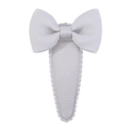 Classic white grosgrain ribbon bow hair clip with scalloped edge for girls and kids - White