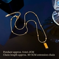 Minimalist gold titanium steel square pendant necklace with bead chain design for women - Gold (K123)