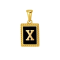 Polished gold stainless steel necklace with a black base and 3D metallic letter X pendant - Letter X