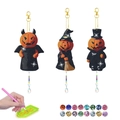 DIY Halloween pumpkin diamond keychain set with orange crystal wind chime charms - Demon Pumpkin Style