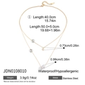 Collana a doppio strato in acciaio inossidabile con zircone a goccia e ciondolo a perla - Pendaglio a doppia goccia dorato