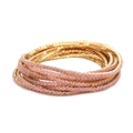 Elegant multi-layer gold bracelet featuring delicate rows of sparkling pink crystals - Gold Multi-layer Pink Rhinestone