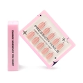 French style white gradient press-on nails with silver edges and elegant packaging - French Nude Pink Silver Edge Gold Line Style (GD73)