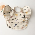 Waterproof baby bib with colorful dinosaur prints and ruffled wing shoulder design - Wings - Rice Dinosaur / One Size