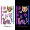 Fluorescent wolf and mandala tattoo stickers with UV glow effect for arms - Fluorescent DWYG-005