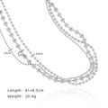 Triple layer silver ball chain necklace with 2mm 3mm 5mm bead sizes and 41cm length - Silver