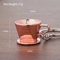 3D coffee dripper keychain in rose gold finish made of zinc alloy on wooden desk - Coffee Filter Cup (Rose Gold)