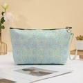 Lace-Kosmetiktasche mit irisierenden Pailletten-Farbverlauf und goldenem Reißverschluss - M / Cyan