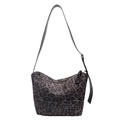 Borsa a tracolla chic con motivo leopardato grigio scuro e cinturino in pelle nera - Nero