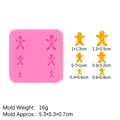 Pink silicone gingerbread man mold with sizing specs for DIY baking and chocolate - 5# Gingerbread Man Mold / Pink