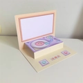 3D-Grußkarte mit rosa Vintage-Plattenspieler-Design aus Papier für Geburtstage - Einfacher Stil / Gelbe Grammophon Karte