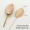 Champagne velvet artificial leaves with wired stems for DIY wedding and Christmas decor - Champagne Rose Leaf (10 Pcs/Bundle)