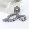 Translucent smoke gray oversized bow hair claw clip for thick hair styling - Gray