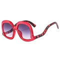 Oversized trendy sunglasses with red leopard print frames and purple gradient lenses - Red Frame Double Gray