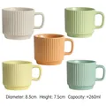 Ceramic striped mugs set in macaron shades of beige green orange and yellow - Set of 5 (Mixed Colors)